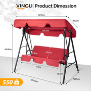 VINGLI Outdoor Porch Swing with Adjustable Canopy