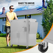 VINGLI 80QT Rolling Patio Cooler Cart with Storage Cabinet