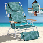 VINGLI 3 in 1 Beach Chair Portable Reclining Lounge with Foot Rest