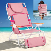 VINGLI 3 in 1 Beach Chair Portable Reclining Lounge with Foot Rest