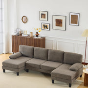 VINGLI 110' U-Shaped Sectional Couch with Two Chaise 4 Seats Chenille Fabric Comfy Couches