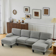 VINGLI 110' U-Shaped Sectional Couch with Two Chaise 4 Seats Chenille Fabric Comfy Couches