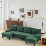 VINGLI 110' U-Shaped Sectional Couch with Two Chaise 4 Seats Chenille Fabric Comfy Couches