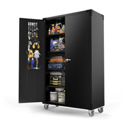 VINGLI 72in Tall & Wide Metal Storage Cabinet with Pegboards Locking Doors and 4 Adjustable Shelves, Wheels