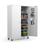 VINGLI 72in Tall & Wide Metal Storage Cabinet with Pegboards Locking Doors and 4 Adjustable Shelves, Wheels