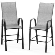 VINGLI Bar Height Stool Outdoor Bar Chairs Set with High Back and Armrests
