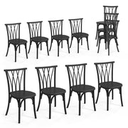 VINGLI Plastic Outdoor Dining Chairs Set of 8, Stackable Patio Dining Chairs with X Back, Waterproof Kitchen & Dining Room Chairs for Indoor-Outdoor, Capacity 400 lbs, Black