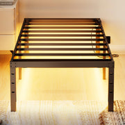 VINGLI 14" Tall Metal Bed Frame with Lights
