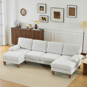 VINGLI 110' U-Shaped Sectional Couch with Two Chaise 4 Seats Chenille Fabric Comfy Couches