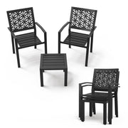 VINGLI 3-Piece Outdoor Bistro Set Stackable Modern Metal Steel Table and Chairs