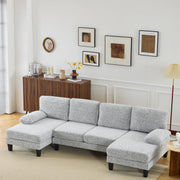 VINGLI 110' U-Shaped Sectional Couch with Two Chaise 4 Seats Chenille Fabric Comfy Couches