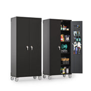 VINGLI 72 Inch Tall Metal Storage Cabinet with Locking Doors and 4 Adjustable Shelves Tool Cabinet with Pegboard