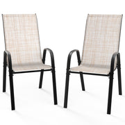VINGLI Patio Chairs Outdoor Stackable Dining Chairs Set with Armrests
