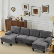VINGLI 110' U-Shaped Sectional Couch with Two Chaise 4 Seats Chenille Fabric Comfy Couches