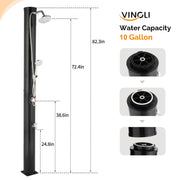 VINGLI 2-Section Solar Heated Shower