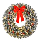 VINGLI Prelit Christmas Wreath Artificial Xmas Wreath with Lights