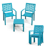 VINGLI 3-Piece Outdoor Bistro Set Stackable Modern Metal Steel Table and Chairs