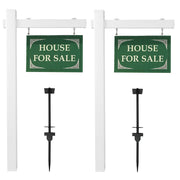 VINGLI 6ft Vinyl PVC Real Estate Sign Post with Flat Cap