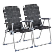 VINGLI Patio Lawn Webbed Folding Chairs Set with Cup Holder