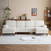 VINGLI 110' U Shaped Comfy Sectional Couch 4-Seater Sofa with Chaise