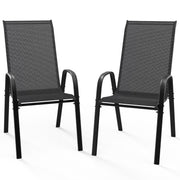 VINGLI Patio Chairs Outdoor Stackable Dining Chairs Set with Armrests