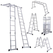 LUISLADDERS 12.5/15.5/18.5 FT Folding Telescoping Ladder Aluminium Multi-Purpose 7 in 1 Heavy Duty Combination
