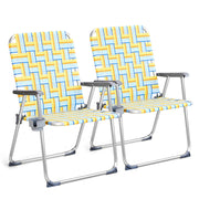 VINGLI Patio Lawn Webbed Folding Chairs Set with Cup Holder