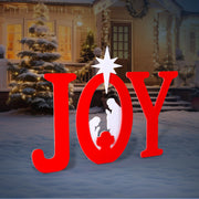 VINGLI 3 Piece Joy Christmas Nativity Outdoor Decoration Red/White