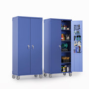 VINGLI 72 Inch Tall Metal Storage Cabinet with Locking Doors and 4 Adjustable Shelves Tool Cabinet with Pegboard