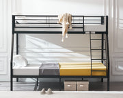 VINGLI Bunk Beds Full Size with Flat Rung Steps Gray/Black