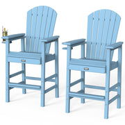 VINGLI Tall Adirondack Chair Bar Stools with Cup Holder