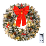 VINGLI Prelit Christmas Wreath Artificial Xmas Wreath with Lights