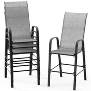 VINGLI Bar Height Stool Outdoor Bar Chairs Set with High Back and Armrests
