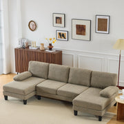 VINGLI 110' U-Shaped Sectional Couch with Two Chaise 4 Seats Chenille Fabric Comfy Couches