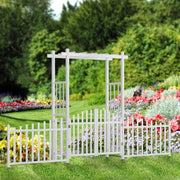 VINGLI Garden Arbor with Gate and Fence PVC Wedding Arch