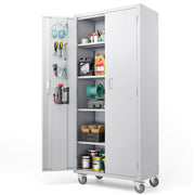 VINGLI 72 Inch Tall Metal Storage Cabinet with Locking Doors and 4 Adjustable Shelves Tool Cabinet with Pegboard