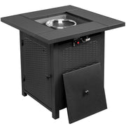 VINGLI Propane Fire Pit Table with Glass Wind Guard