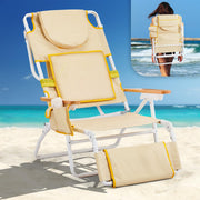 VINGLI 3 in 1 Beach Chair Portable Reclining Lounge with Foot Rest