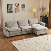VINGLI SS101 120" L-Shaped Sectional Sofa Couch with Ottoman for Deep Seating