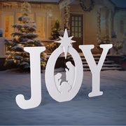 VINGLI 3 Piece Joy Christmas Nativity Outdoor Decoration Red/White