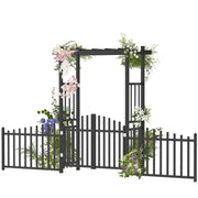 VINGLI Garden Arbor with Gate and Fence PVC Wedding Arch