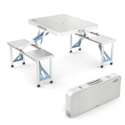 VINGLI 4 Ft  Portable Foldable Camping Picnic Table Set 265 Lbs Support 4-Seats Aluminum Frame Silver