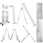 LUISLADDERS 12.5/15.5/18.5 FT Folding Telescoping Ladder Aluminium Multi-Purpose 7 in 1 Heavy Duty Combination