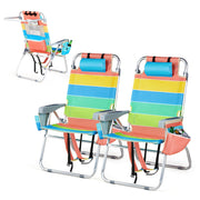 VINGLI 16" Beach Chair 2pcs with Tall Folding Camping Chairs