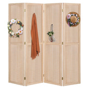 VINGLI 6FT 6 Panel Folding Wood Room Divider Privacy Screen