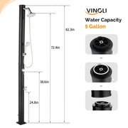 VINGLI 2-Section Solar Heated Shower