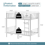 VINGLI Metal Bunk Bed Heavy Duty Twin Over Twin Bed Frames