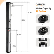 VINGLI 2-Section Solar Heated Shower