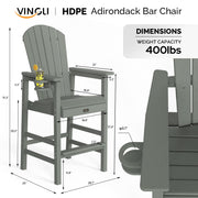 VINGLI Tall Adirondack Chair Bar Stools with Cup Holder