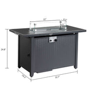 VINGLI Propane Fire Pit Table with Glass Wind Guard
